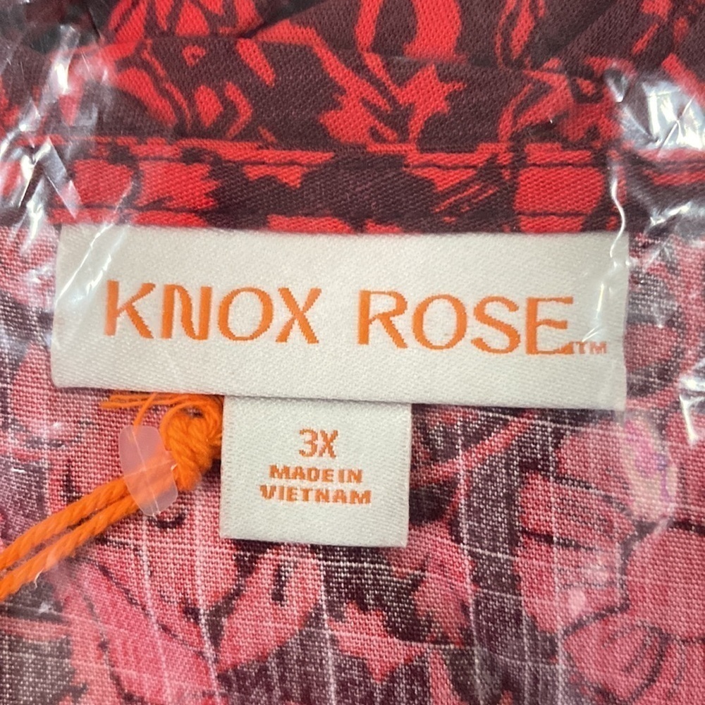Women's Plus Size Long Sleeve A-Line Dress - Knox Rose™ Wine Red Floral Size 3X - Picture 8 of 8